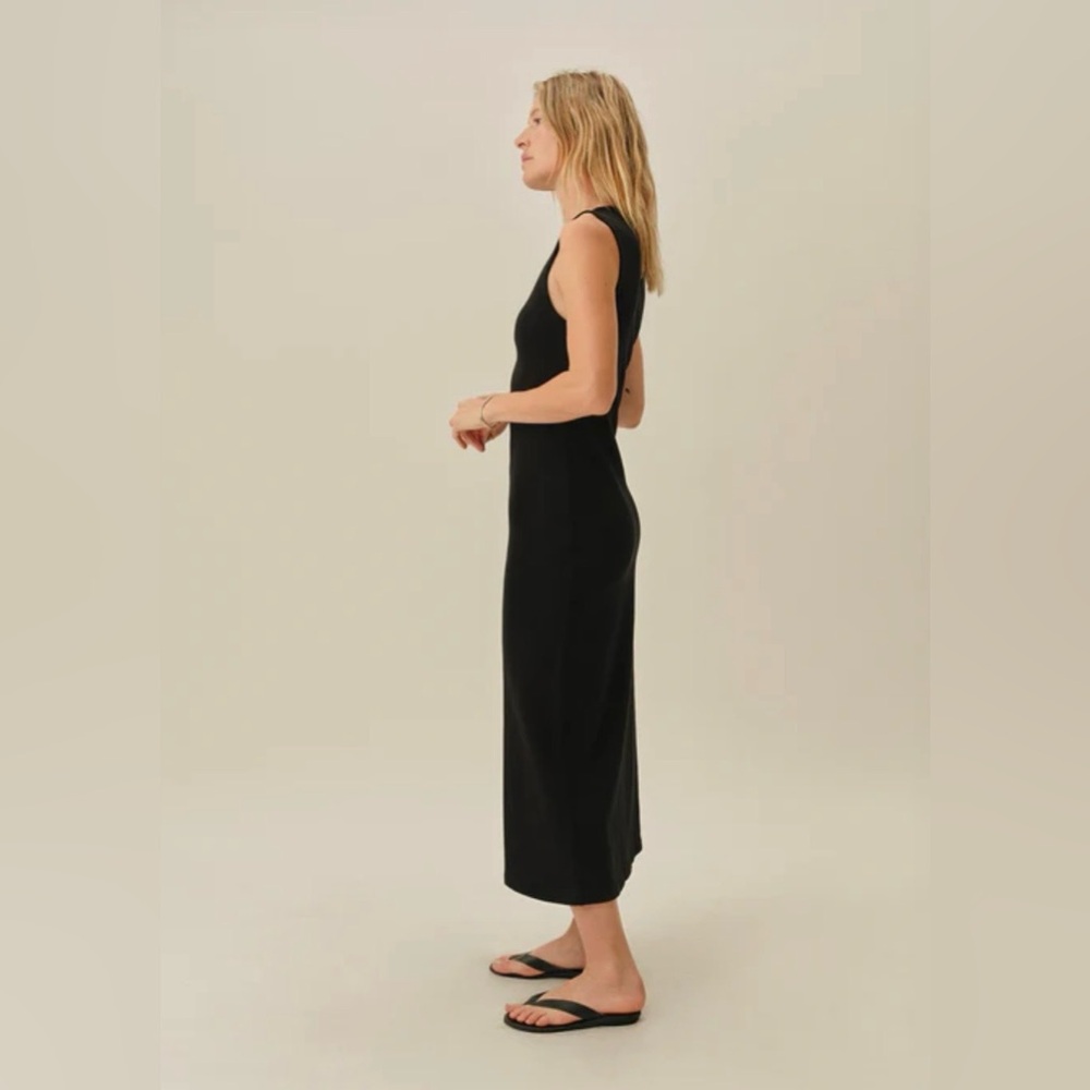 Buck Mason Surplus Rib Maxi Dress Black. Size Medium. - Picture 2 of 6